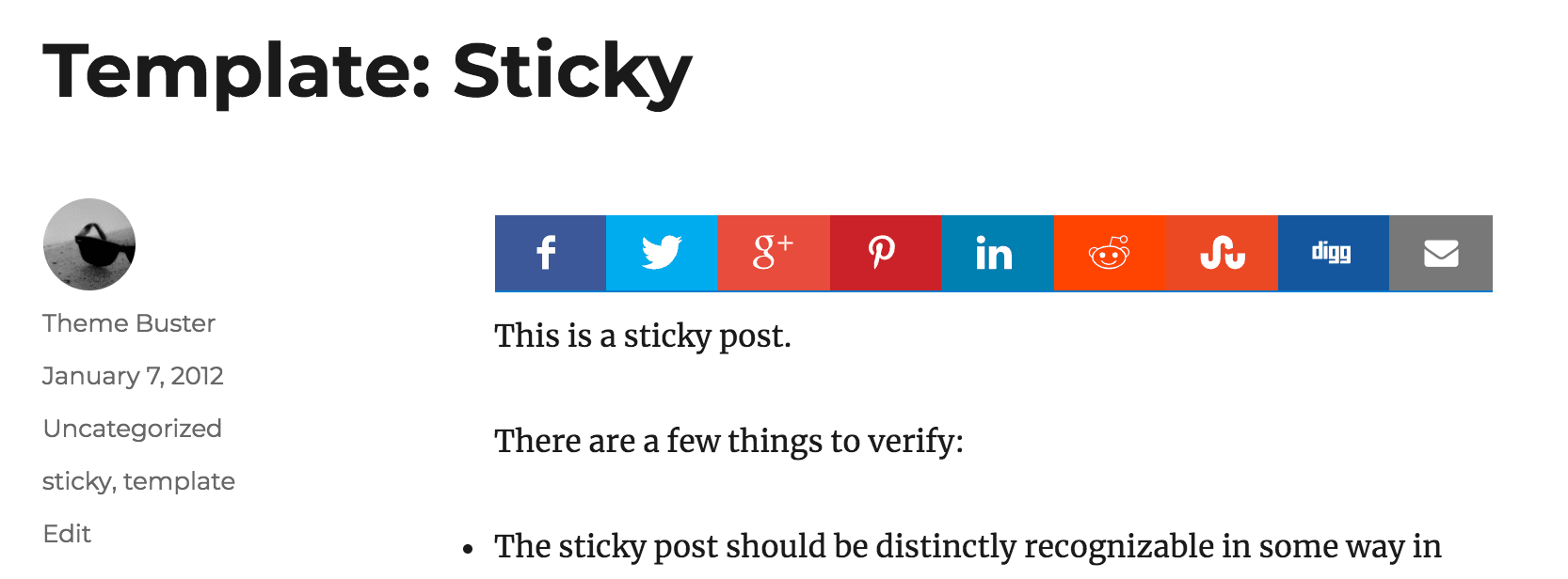 Die Pretty Links Social Buttons Bar, die oben in einem Blogbeitrag erscheint.